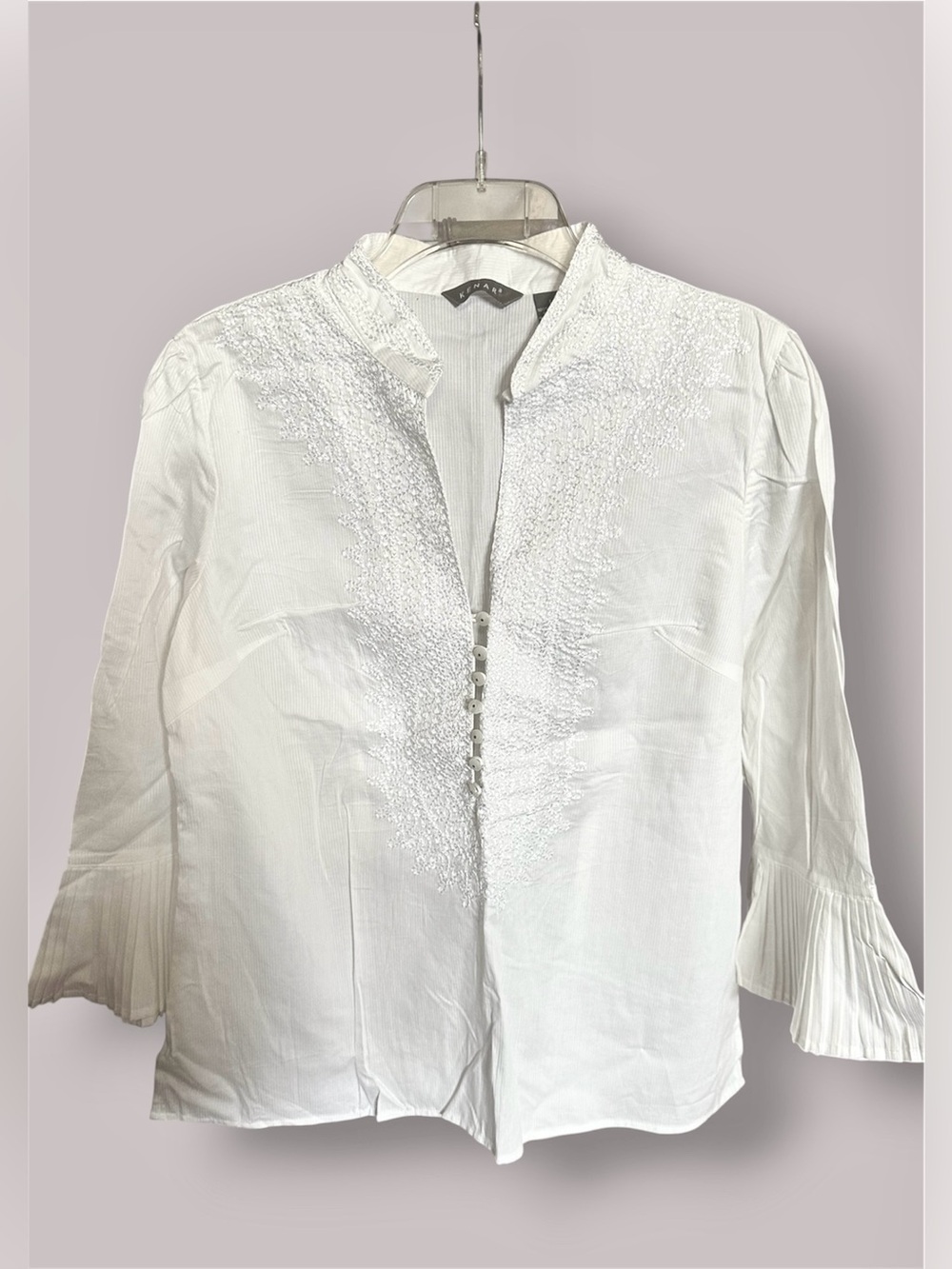 Kenar White Embroidered Button-Front Blouse- NWT L